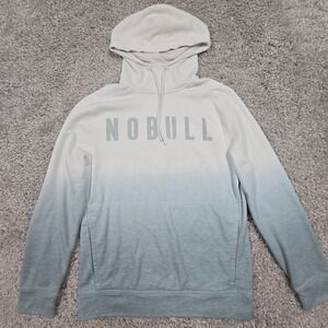 Nobull Hoodie‎ Womens Small White Blue Ombre Long Sleeve Sweatshirt READ